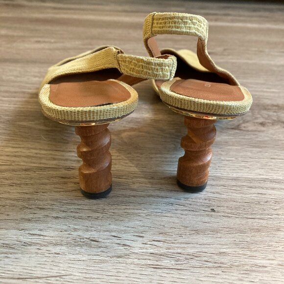 Rejina Pyo Joan Slingback Calfskin Yellow Leather Heels Size 37 - Picture 5 of 9